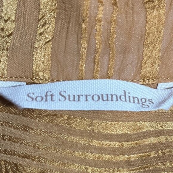 Soft Surroundings Golden Striped Blouse Long Sleeves V-Neck - Picture 9 of 11